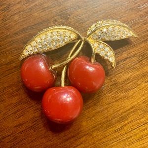 Joan Rivers Cherry Brooch Pin
